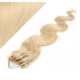 50cm Wellige Micro ring/easy loop haare REMY – weißblond