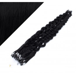 50 cm Lockige Micro Ring/easy loop haare REMY – schwarz