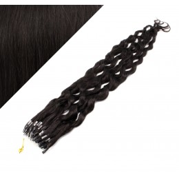 50 cm Lockige Micro Ring/easy loop haare REMY – schwarz natürlich