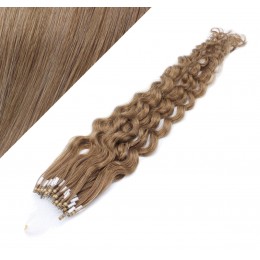 50 cm Lockige Micro Ring/easy loop haare REMY – hellbraun