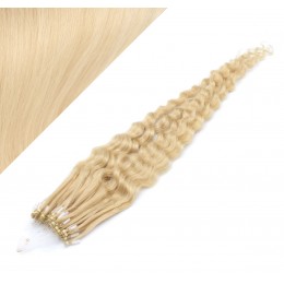 50 cm Lockige Micro Ring/easy loop haare REMY – weißblond