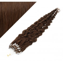 60 cm Lockige Micro Ring/easy loop haare REMY – mittelbraun