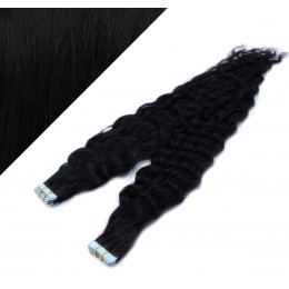 Lockige Tape in Haare 60cm - schwarz