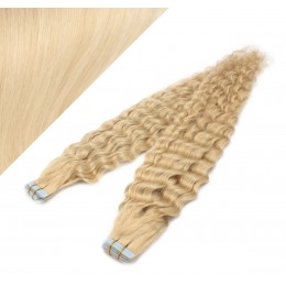 Lockige Tape in Haare 60cm - weißblond