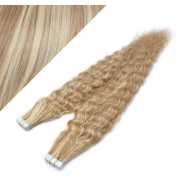 Lockige Tape in Haare 60cm - helle Strähnchen