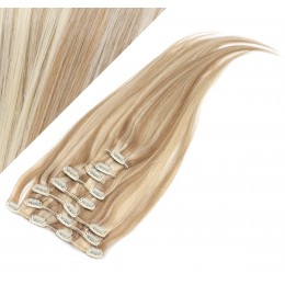 43cm REMY Clip In Haar 100g - helle Strähnchen